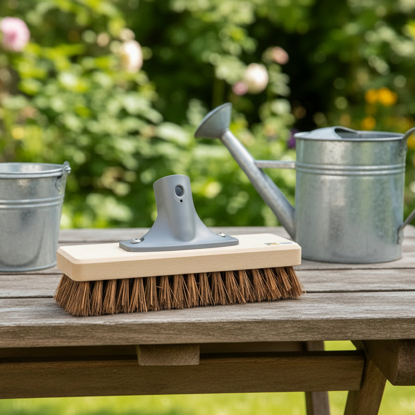 Solide Terrasbezem/Schrobbezem union 20 cm met stokhouder, zonder steel-keizers.nu