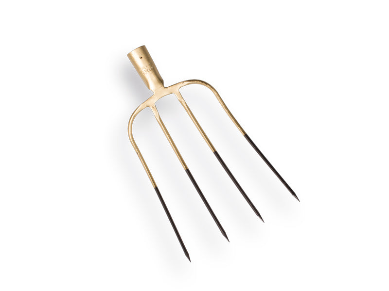 Offner mestvork 4 tands brons met dul, zonder steel