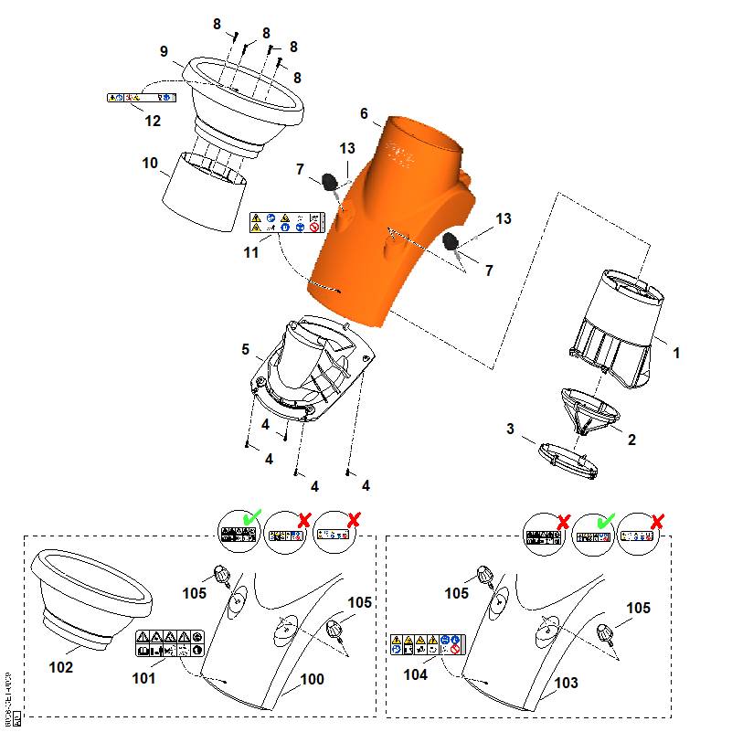 STIHL 6008-706-3100 isolatiebuis positie 10 technische tekening