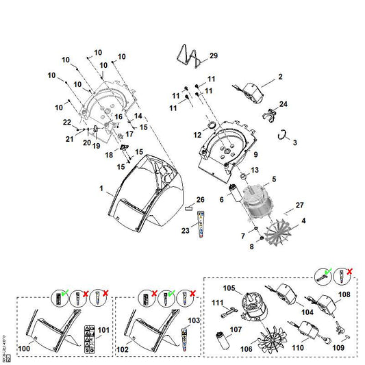 STIHL 6008-430-0511 schakelaar EUR positie 104 technische tekening