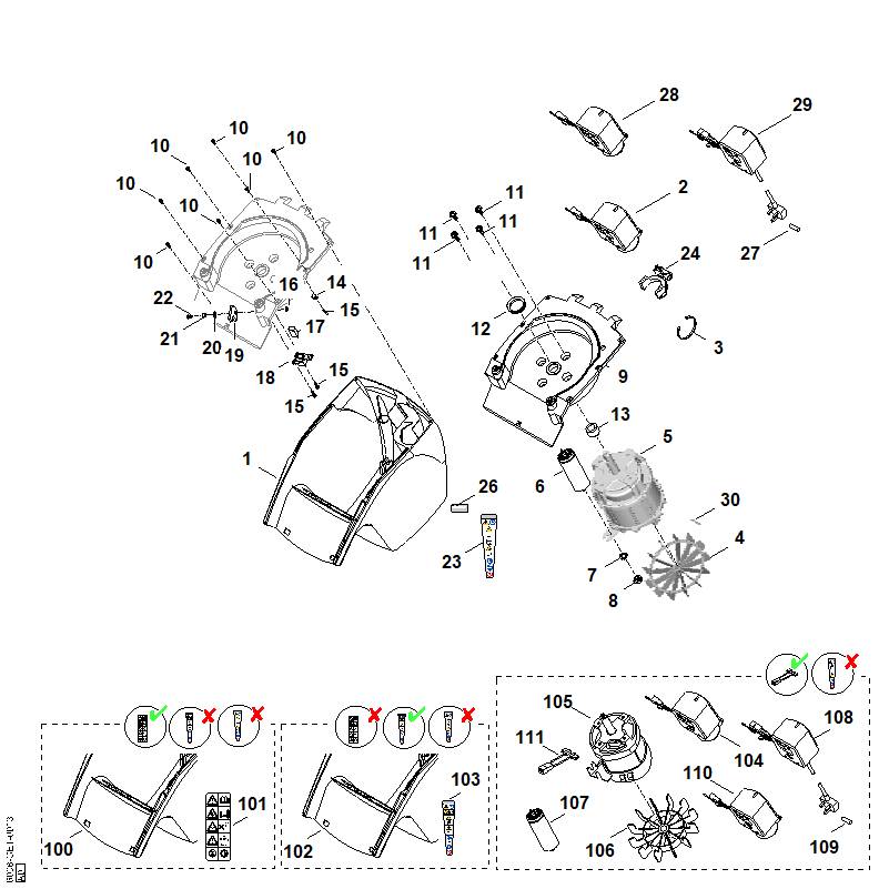 STIHL 0000-605-1015 condensator 25µF positie 107 technische tekening