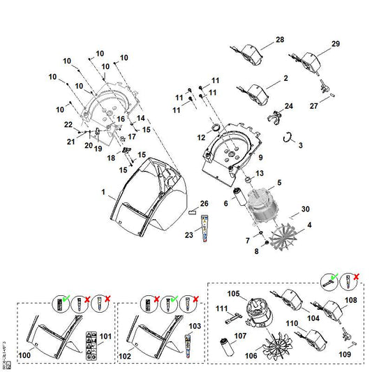STIHL 0000-605-1015 condensator 25µF positie 107 technische tekening