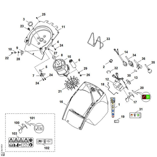 STIHL 6011-967-4415 sticker positie 31 technische tekening