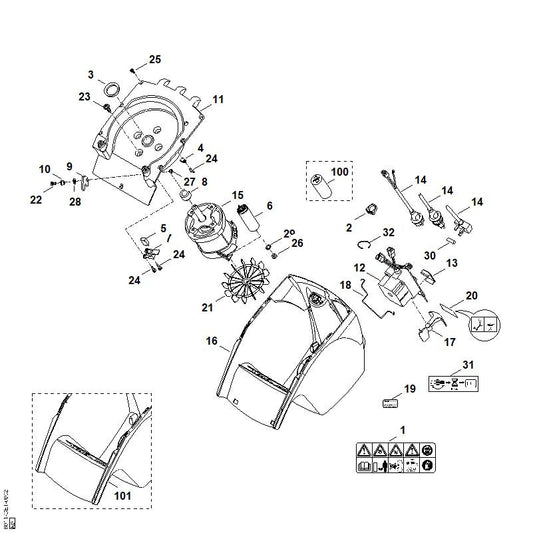 STIHL 6011-430-0512 schakelaar compl. positie 12 technische tekening