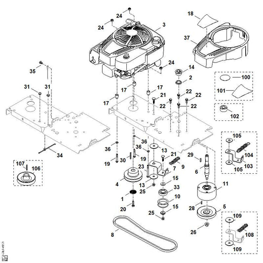 STIHL 6012-704-1301 bevestigingsplaat positie 7 technische tekening