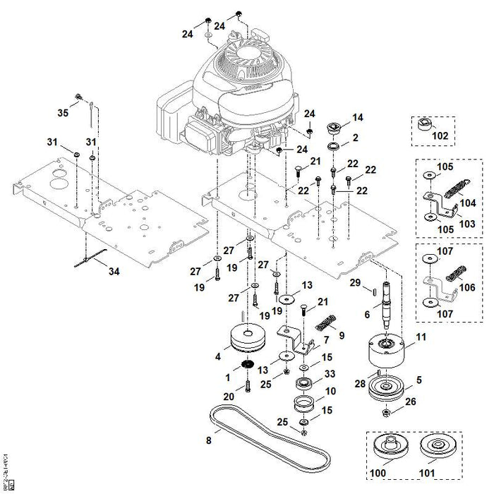 STIHL 9027-319-1880 platkopbout M8x35 positie 21 technische tekening