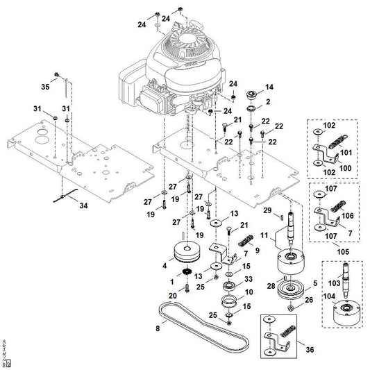 STIHL 6395-702-6600 veerring positie 1 technische tekening