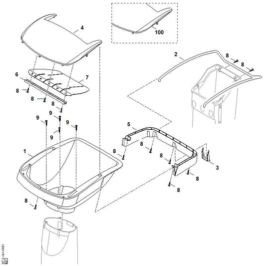 STIHL 6012-706-0111 vergrendeling positie 3 technische tekening