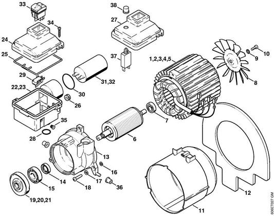 STIHL 4733-602-2200 Luchtgeleiding positie 12 technische tekening