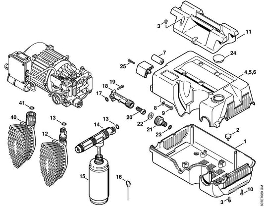 STIHL 9645-945-7501 O-ring 9,3x2,4 positie 41 technische tekening