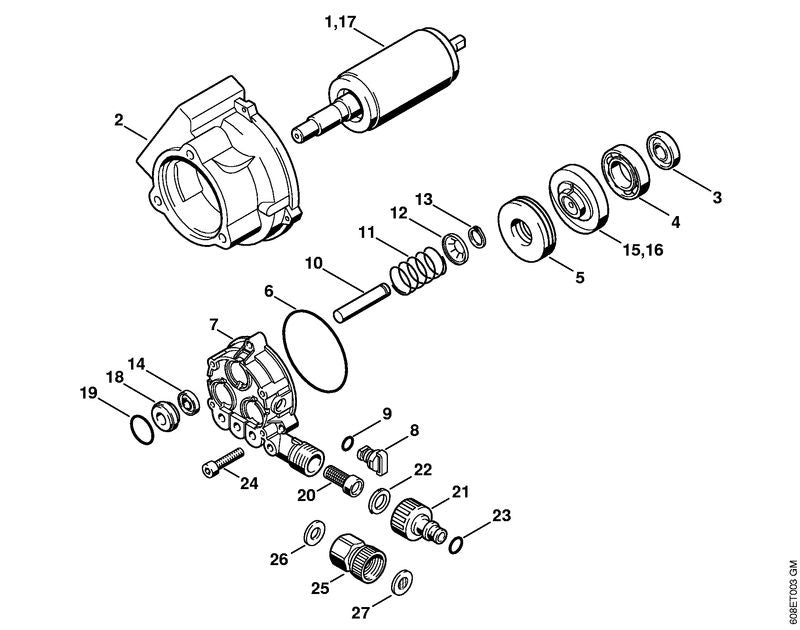 STIHL 9503-003-5311 Groefkogellager 6302 positie 4 technische tekening