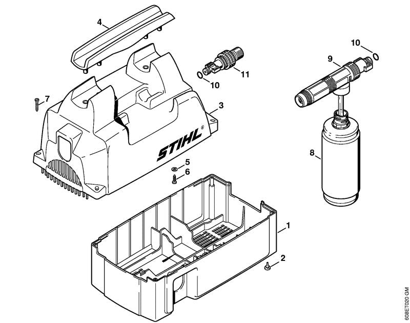 STIHL 4721-706-2115 Afdekkap onder positie 1 technische tekening