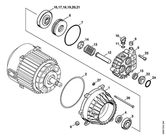 STIHL 4719-701-3015 Tuimelschijf 6° positie 21 technische tekening