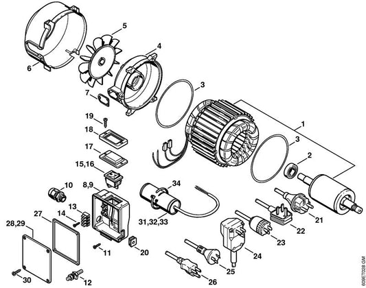 STIHL 4719-609-0100 Pakking positie 3 technische tekening