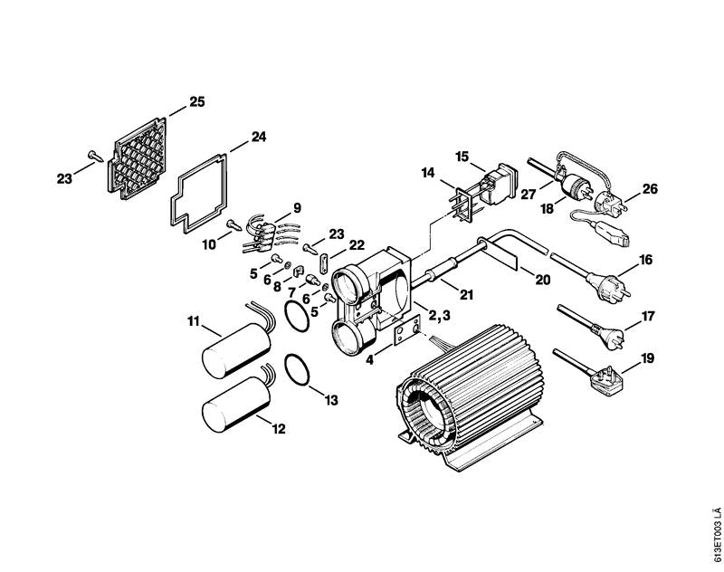 STIHL 4703-432-1005 Schakelaarhuis 200 V/50 Hz positie 2 technische tekening