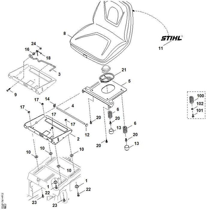 STIHL 6170-703-1750 stang positie 4 technische tekening