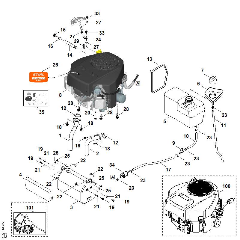 STIHL 6165-011-1823 Benzinemotor positie 8 technische tekening