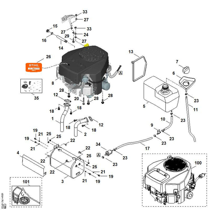 STIHL 6165-011-1823 Benzinemotor positie 8 technische tekening
