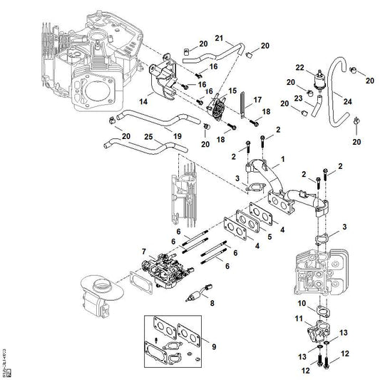 STIHL 0004-007-1807 reparatieset carburateur positie 9 technische tekening
