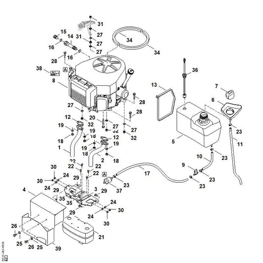 STIHL 6170-351-0405 brandstoftank positie 5 technische tekening