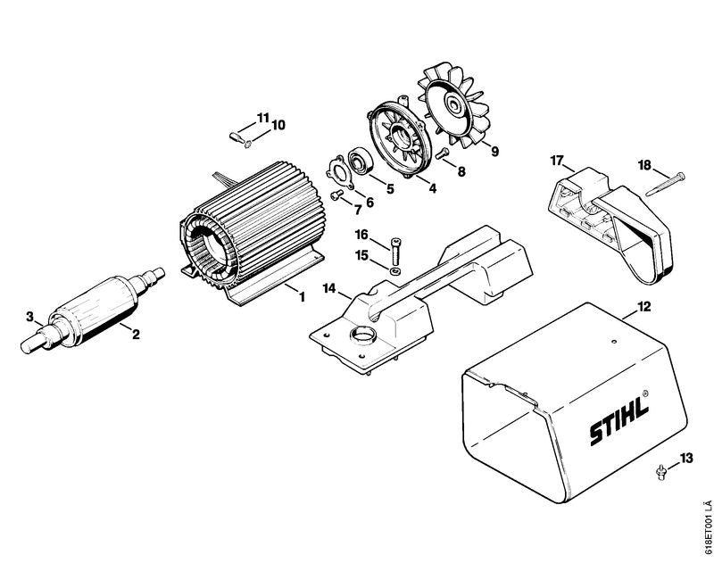 STIHL 4717-600-1135 Rotor 230 V positie 2 technische tekening