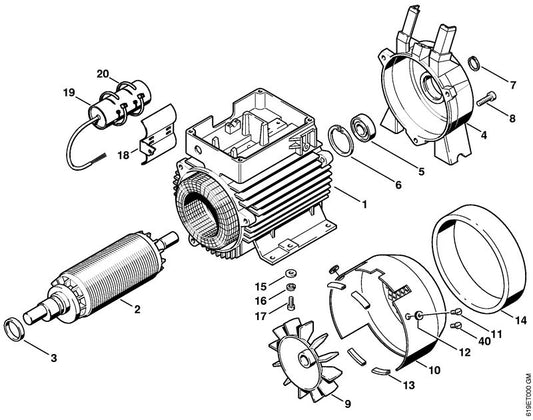 STIHL 4722-600-0524 Stator positie 1 technische tekening