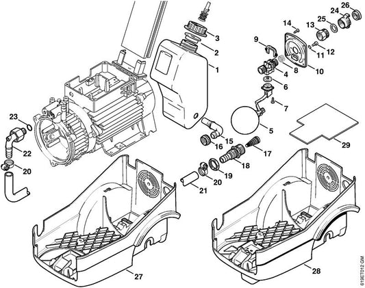 STIHL 4722-700-7300 Slangaansluiting positie 22 technische tekening