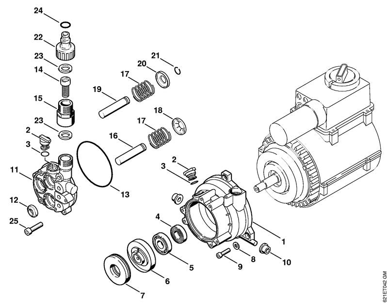 STIHL 9045-319-1050 Cilinderkopbout M5x25 positie 9 technische tekening