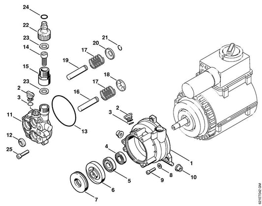 STIHL 9045-319-1050 Cilinderkopbout M5x25 positie 9 technische tekening