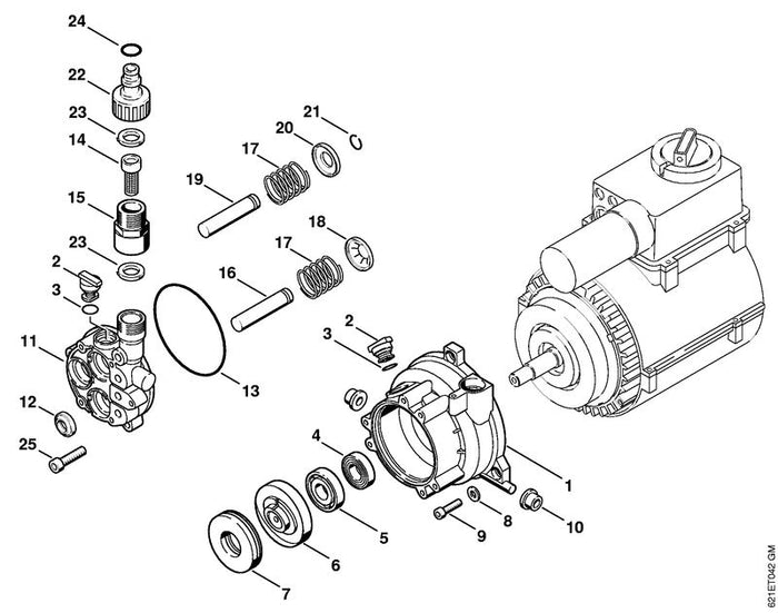 STIHL 9045-319-1050 Cilinderkopbout M5x25 positie 9 technische tekening