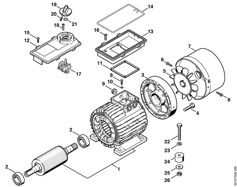 STIHL 4706-512-0405 Draaihandgreep positie 19 technische tekening