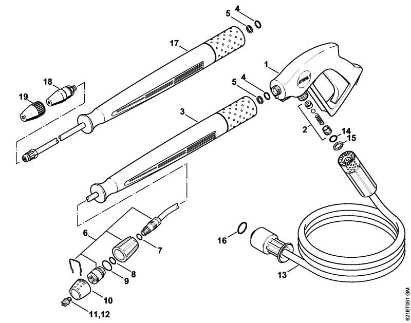 STIHL 4900-502-1028 Sproeier 25035 positie 12 technische tekening