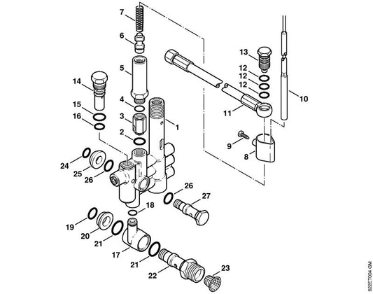 STIHL 4735-510-0900 Veiligheidsklep positie 14 technische tekening