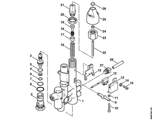 STIHL 4735-007-1001 Rep.set veiligheidsregelblok positie -1 technische tekening