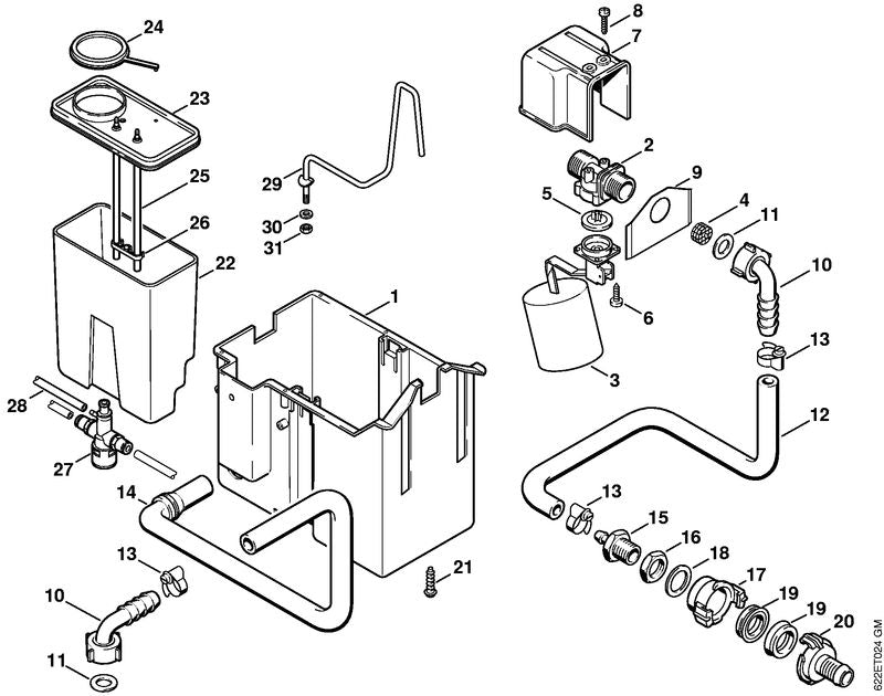 STIHL 4735-678-1100 Slang positie 14 technische tekening