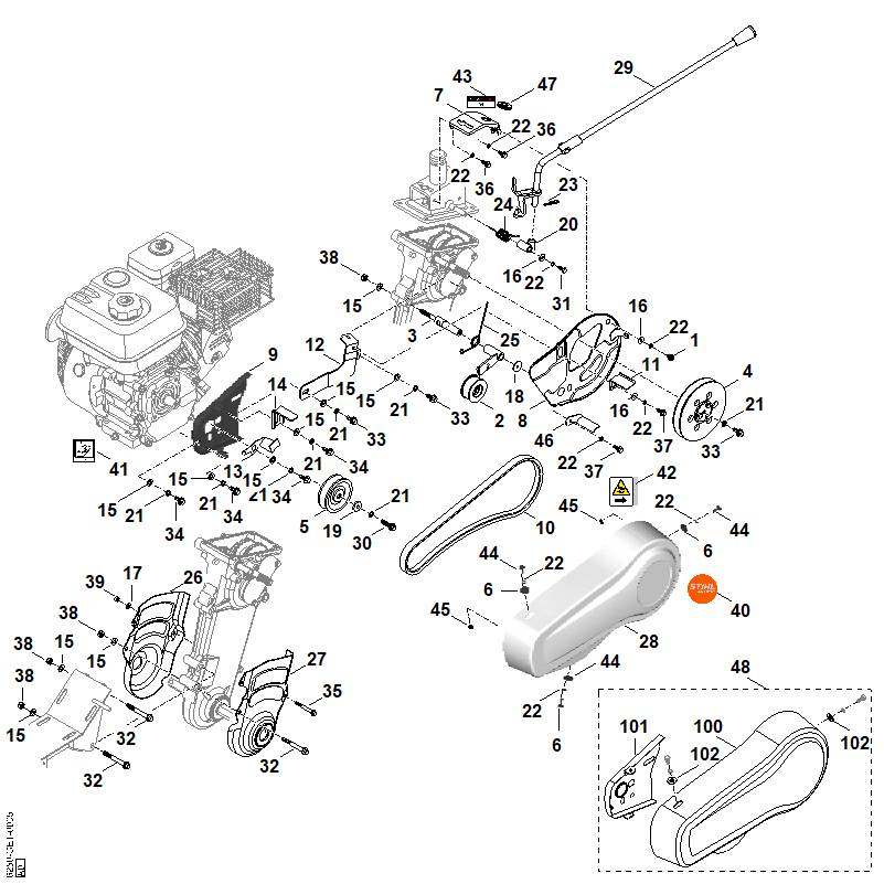STIHL 6250-711-6301 spanarm positie 11 technische tekening