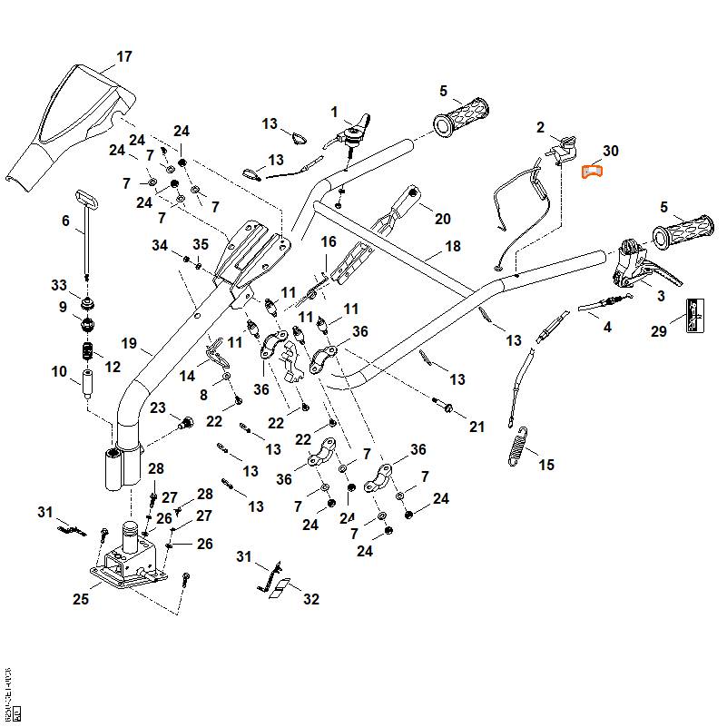 STIHL 6251-820-1200 Greep (hoogteverstelling) positie 20 technische tekening