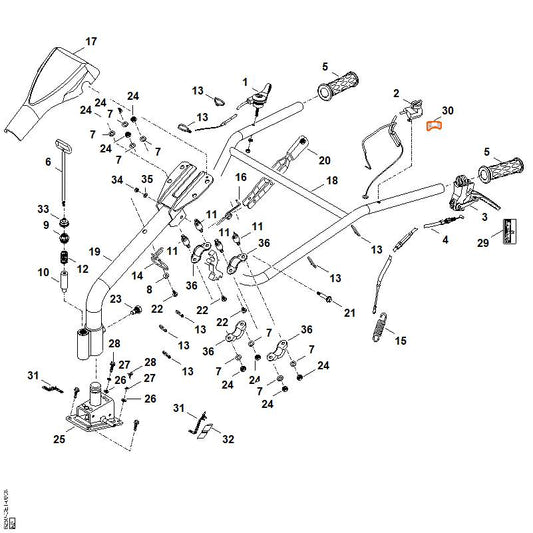 STIHL 6250-951-2600 lenskopschroef positie 22 technische tekening
