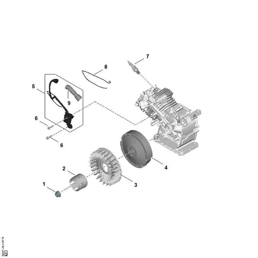 STIHL 0007-955-0901 Moer positie 1 technische tekening