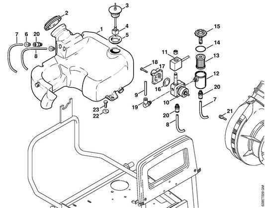 STIHL 4724-520-1400 Brandstoftank positie 1 technische tekening