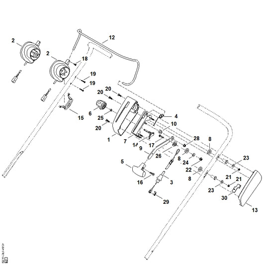STIHL 6290-430-0410 Dodemansschakelaar positie 2 technische tekening