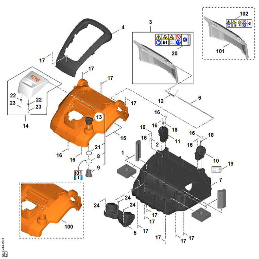 STIHL 6291-951-3540 bout 4x16 positie 16 technische tekening