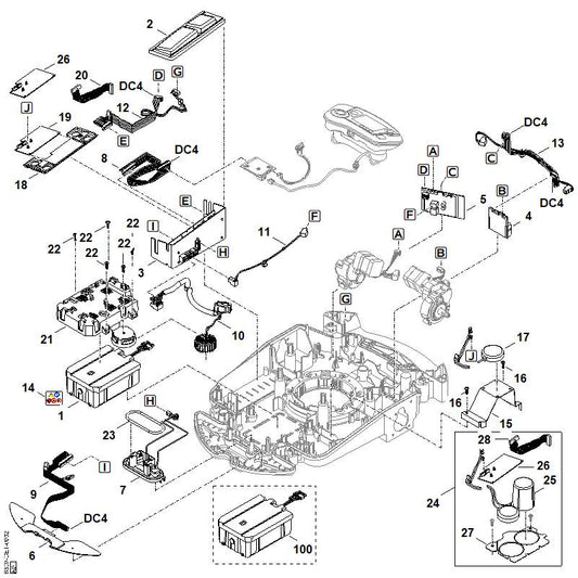 STIHL 6309-430-5226 printplaat (aandrijving links) positie 4 technische tekening