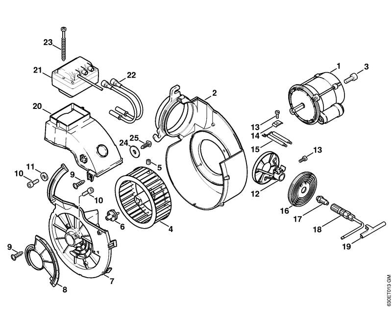 STIHL 4712-520-1001 Brandermotor positie 1 technische tekening