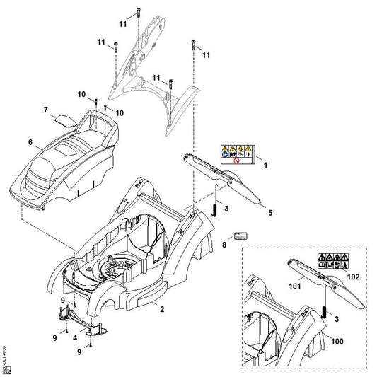 STIHL 9104-007-4270 snijbout P5x16 positie 9 technische tekening