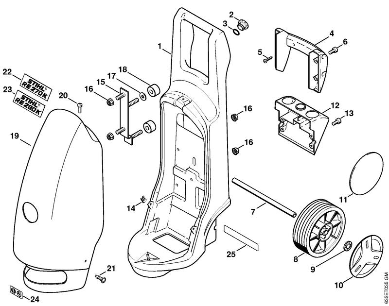 STIHL 4731-706-2100 Afdekkap positie 19 technische tekening