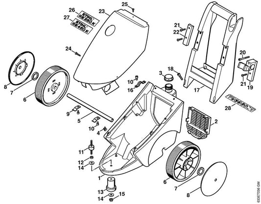 STIHL 9045-319-1460 Cilinderkopbout M6x65 positie 20 technische tekening
