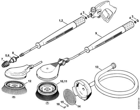 STIHL 4900-007-1007 Rep.set rotorsproeier 060 positie -1 technische tekening