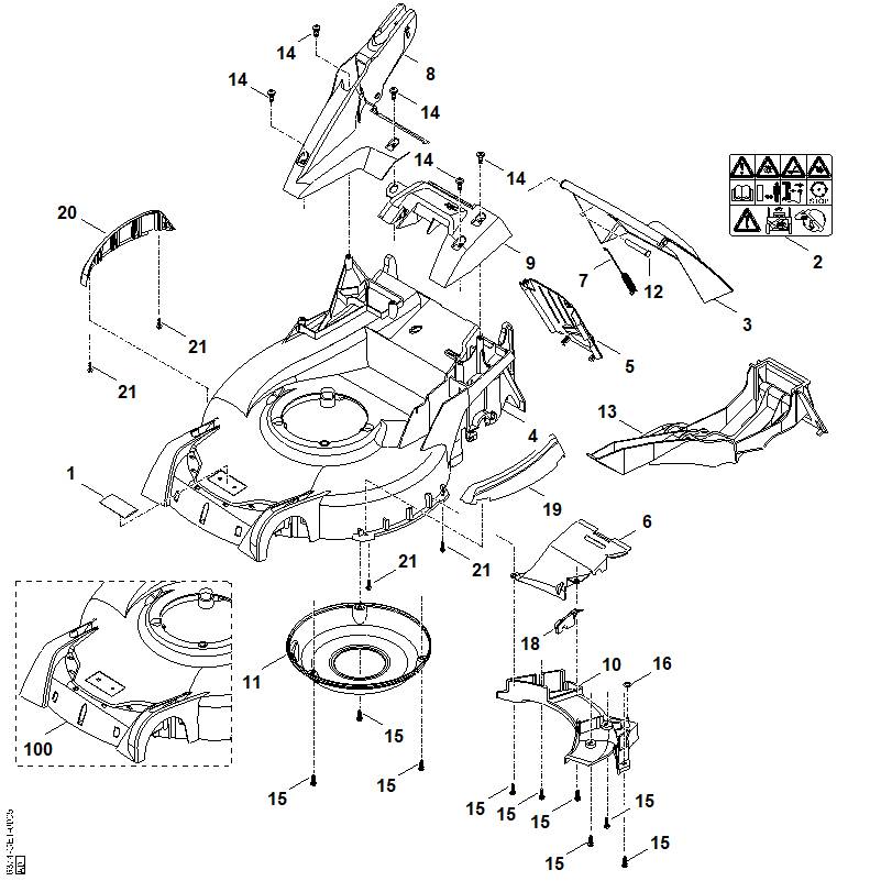 STIHL 6374-700-8501 behuizing positie 100 technische tekening