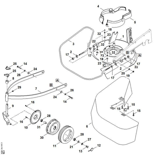 STIHL 6380-706-8120 beveiliging rechts positie 4 technische tekening